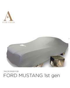 Ford Mustang I 1964-1967 Indoor Autoabdeckung Silbergrau mit Emblem