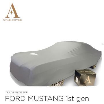 Ford Mustang I 1964-1967 Indoor Autoabdeckung Silbergrau mit Emblem